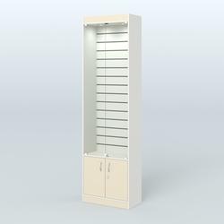 Витрина закрытая из ДСП с экономпанелью для аптеки №2-300-4, Белый + Крем Вайс