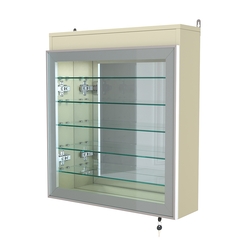 Витрина настенная №1-8А с пятью полками, подсветкой и зеркалом серии Collecto, Крем Вайс