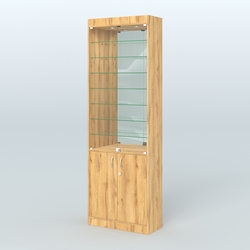 Витрина из ДСП с дверками и узкими полками для аптеки №6-300-3, Дуб Золотистый