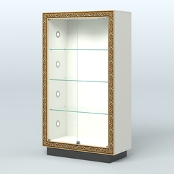 Низкая закрытая витрина с декором НБА-5С, Белый и Черный