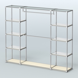 Торговая система ХРОМ без ДСП 2430 мм с зеркальными полками и поручнями №3, Крем Вайс