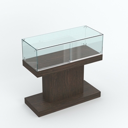 Стеклянный островной прилавок прямоугольный №1, Дуб Венге