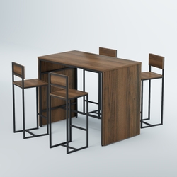 Комплект барный стол "Кофе-брейк" №3 и стулья, Орех