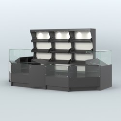 Пристенный павильон с недорогими прилавками для выкладки хлеба и выпечки №3, Черный и Белый