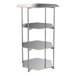 Торговый стенд ЗВЕЗДА с тремя шестигранными зеркальными полками №4, Дуб Сонома