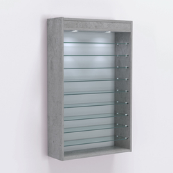 Витрина настенная №202-7Г открытая с фризом, Бетон Чикаго светло-серый F186 ST9