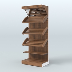 Стеллаж для хлеба и выпечки с полками - корзинами и фризом Феникс №3Ф, Орех