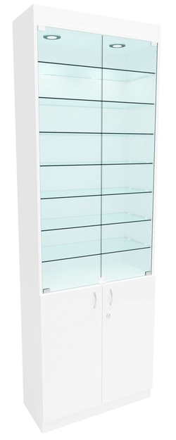 Стеклянная витрина №6-1 с каркасом из ДСП (задняя стенка - ДВП), Белый