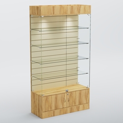 Витрина СЕТЬ №1-П с экономпанелью и полками, Дуб Золотистый