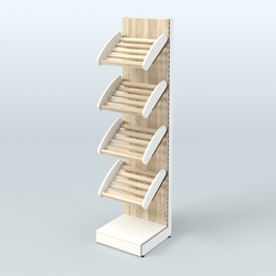 Торговый стеллаж узкий для хлеба и выпечки Феникс №5, Белый + Дуб Сонома