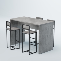 Комплект барный стол "Кофе-брейк" №1 и стулья, Бетон Чикаго светло-серый F186 ST9