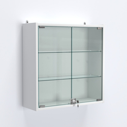 Витрина настенная №201-1А с прозрачными полками, Белый