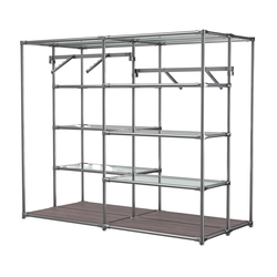 Хромированное вешало ПЛАТФОРМА №3-1 с полками стекло 6мм, Ясень Анкор темный - U31105