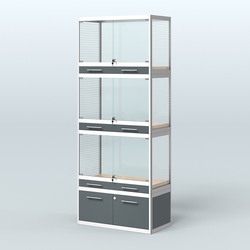 Витрина средняя для продажи средних млекопитающих в зоомагазин серии КУНЬИ-03, Темно-Серый