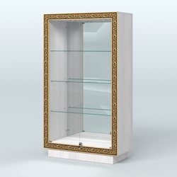 Низкая зеркальная витрина с декором НБА-7, Ясень Анкор светлый