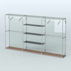 Торговая система ХРОМ (задняя стенка - стекло) 3600 мм с тонированными полками и поручнями №10, Орех