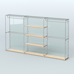 Торговая система ХРОМ (задняя стенка - стекло) 3600 мм с полками ДСП и поручнями №2, Дуб Сонома