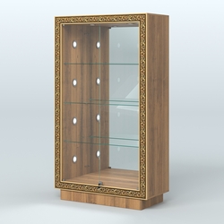 Низкая выставочная витрина с декором НБА-7С, Орех