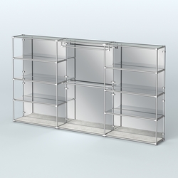 Торговая система ХРОМ (задняя стенка - зеркало) 3600 мм с зеркальными полками и поручнями №1, Метрополитан Грей