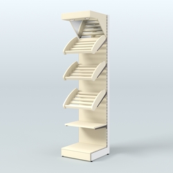 Стеллаж для хлеба и выпечки с полками - корзинами и фризом Феникс №16Ф, Крем Вайс