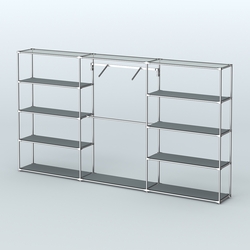 Торговая система ХРОМ без ДСП 3600 мм с полками ДСП и поручнями №9, Темно-Серый