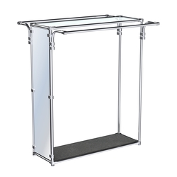 Хромированный стенд-вешало с усиленными поручнями и зеркальным торцом ZTD-11 №1-1 и полкой стекло 6 мм, Антрацит