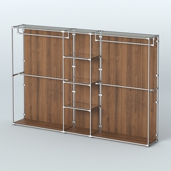 Торговая система ХРОМ (задняя стенка - ДСП) 3600 мм с зеркальными полками и поручнями №4, Орех