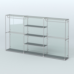 Торговая система ХРОМ (задняя стенка - стекло) 3600 мм с полками ДСП и поручнями №2, Темно-Серый