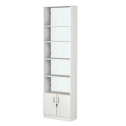 Стеллаж из ДСП с 4-мя полками 250x600 мм серии LEVEL-4 №4-1 (З/C - СТЕКЛО), Белый