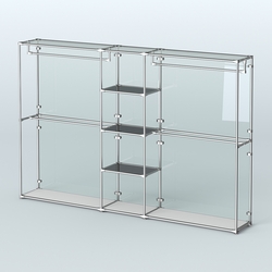 Торговая система ХРОМ (задняя стенка - стекло) 3030 мм с тонированными полками и поручнями №4, Серый