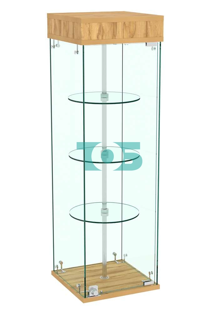 Витрина РОТАЦИЯ настольная с вращающимися полками №23-3 (прозрачная) Дуб Золотистый