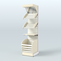 Стеллаж для хлеба и выпечки с нижней корзиной - накопителем и зеркальным фризом Феникс №14КФ, Крем Вайс + Белый