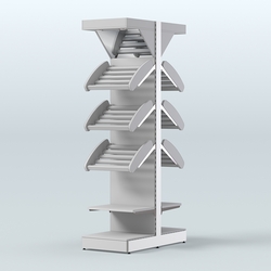 Стеллаж для хлеба островной узкий с зеркальным фризом СХОВФ-04, Серый