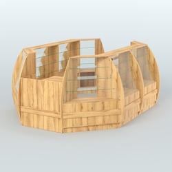 Торговый островок из стекла и дсп БРИЗ средний №3, Дуб Золотистый