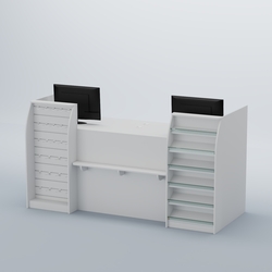 Ресепшен Атлант с фасадными наклонными полочками и экономпанелью №5, Белый