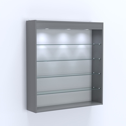 Витрина настенная №204-3Г открытая с четырьмя полками и фризом, Темно-Серый