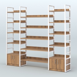 Комбо стеллажей с полками STRONG - АЛЬФА №3 (2560 мм), Орех + Белый