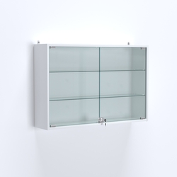 Витрина настенная №203-1А широкая со стеклянными полками, Белый