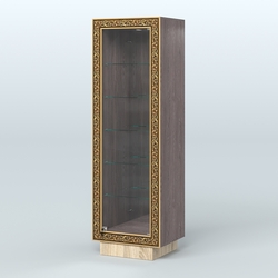 Низкая витрина с декором и пятью прозрачными полками НБА-503, Ясень Анкор темный и Дуб Сонома