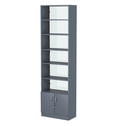 Стеллаж из ДСП с 5-ю полками 300x600 мм серии LEVEL-5 №5-1 (З/C - СТЕКЛО), Темно-Серый