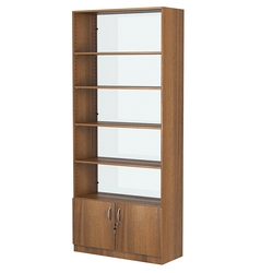 Стеллаж из ДСП с 4-мя полками 350x900 мм серии LEVEL-4 №13-1 (З/C - СТЕКЛО), Орех