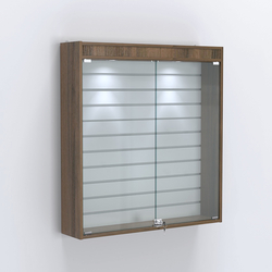 Витрина настенная №204-2Б закрытая с экономпанелью и фризом, Орех