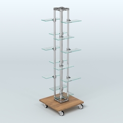 Торговый стенд для обуви с прозрачными полками ЛЕСЕНКА №1-2, Орех