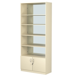 Стеллаж из ДСП с 4-мя полками 350x900 мм серии LEVEL-4 №13-2 (З/C - ЗЕРКАЛО), Крем Вайс
