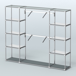 Торговая система ХРОМ без ДСП 2430 мм с зеркальными полками и поручнями №7, Темно-Серый