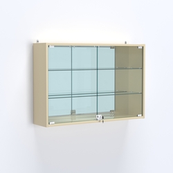 Витрина настенная №203-2А широкая с зеркалом, Крем Вайс