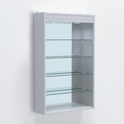 Витрина настенная №202-4Г высокая зеркальная с подсветкой, Серый