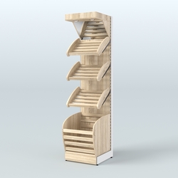 Стеллаж для хлеба и выпечки с нижней корзиной и фризом Феникс №4КФ, Дуб сонома