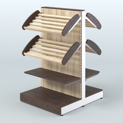 Низкий островной широкий стеллаж для хлеба и выпечки СХОН-02, Дуб Венге + Дуб Сонома