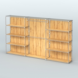 Торговая система ХРОМ (задняя стенка - ДСП) 3600 мм с полками ДСП и поручнями №1, Дуб Золотистый